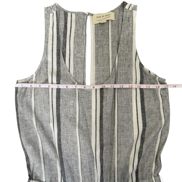 Cloth & Stone Linen Blend Striped Jumpsuit Size S Gray White Cropped Wide Leg - Picture 11 of 13